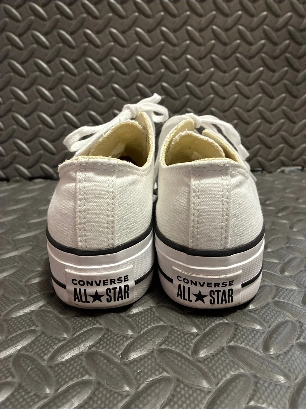 Converse Platform White Canvas Low-Top Sneakers with Black Trim